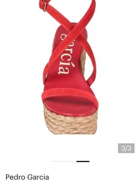 Pedro Garcia Red Suede Espadrille Platform Sandal with Ankle Strap